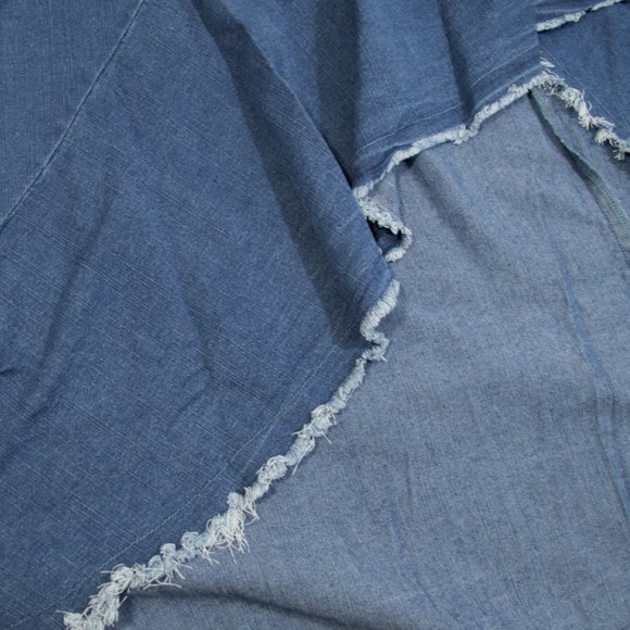 REBORN Indigo Asymmetrical Raw-Hem High-Waisted Skirt 3X - Picture 5 of 9